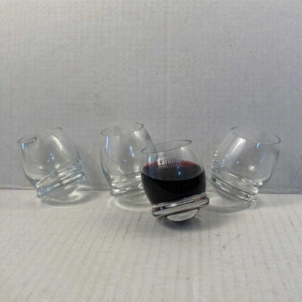 HANDMADE shot glasses by Tarnow glass factory wobbly roly set of 4 Poland vntg